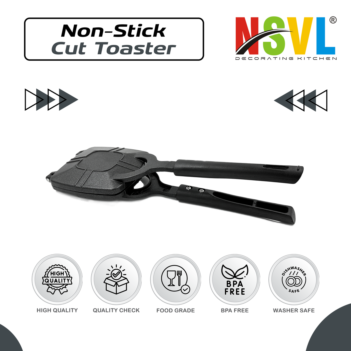 NSVL Cut Gas Sandwich Toaster - Nonstick Grill, Stay-Cool Handles. Perfect for Cut Crispy Sandwich Maker