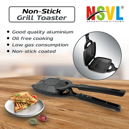 NSVL Grill Gas Sandwich Toaster - Nonstick Grill, Stay-Cool Handles. Perfect for Grill Crispy Sandwich Maker