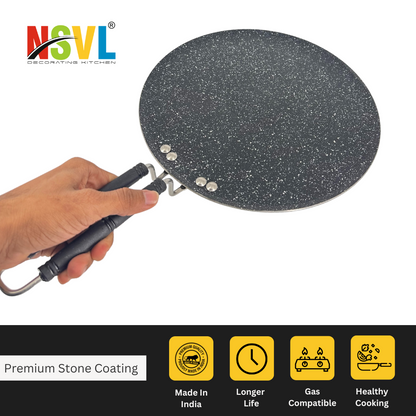 NSVL Dosa Tawa | Non Stick Multi Tawa 4MM Thickness with Handle Cookware Granite Finish PPOA Free Duraslate 4 Layer Coating Pan