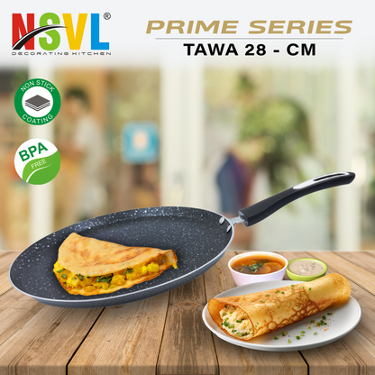 NSVL Prime Series Granite Dosa Tawa 3mm-Thick Non Stick (Induction and Gas Stove Compatible), 280 mm, Aluminium, Black